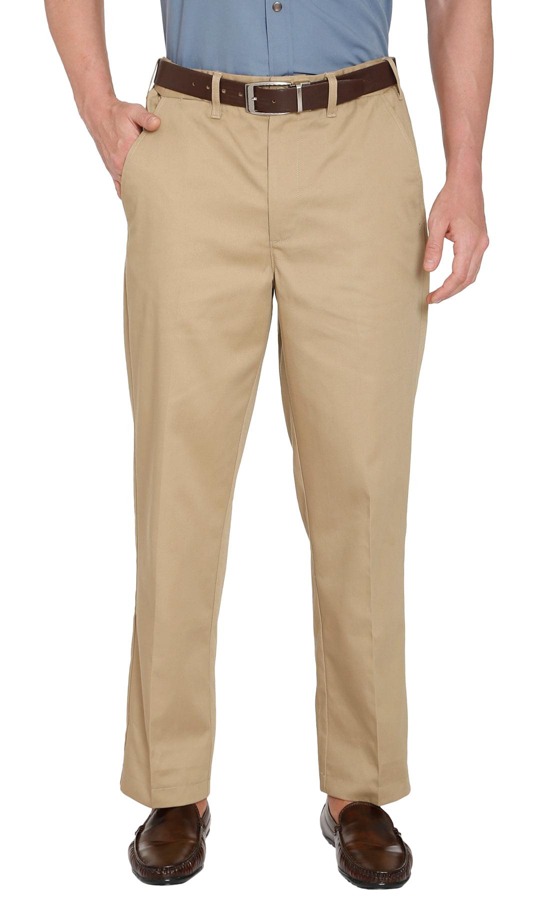 Men's Stretch Waist Chino Pants — Flat Front Hidden Elastic Waistband