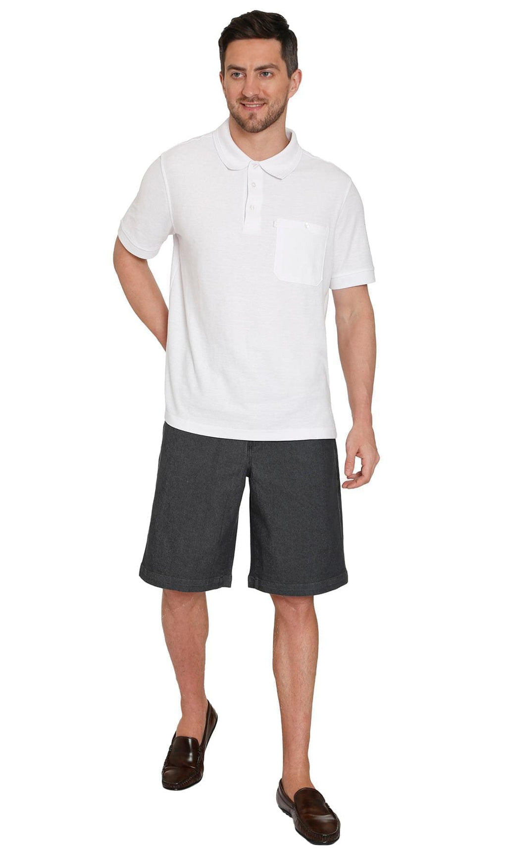 Men's Pull-On Stretch Denim and Twill Shorts — Elastic Waist No Zipper