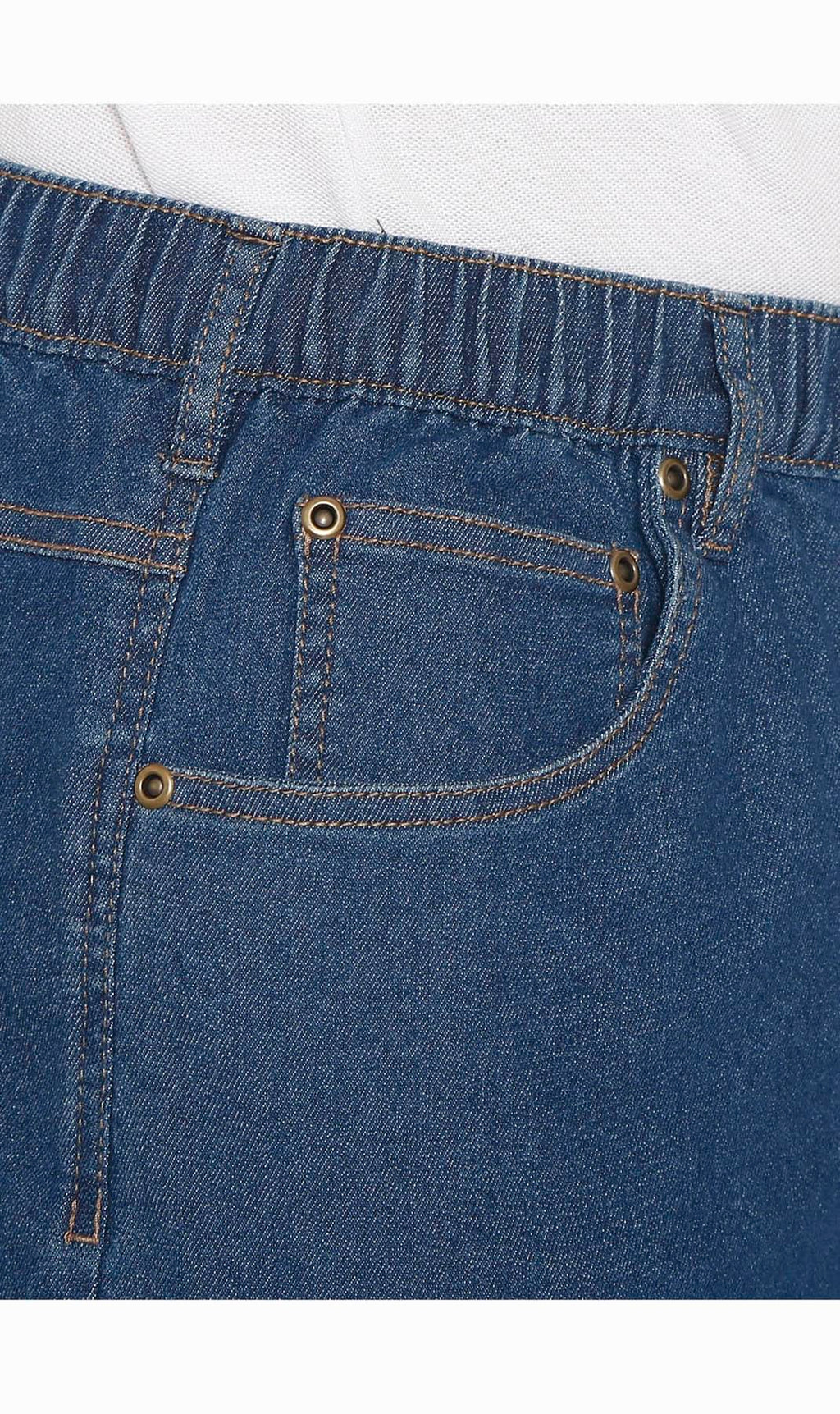 Men's Pull-On Stretch Denim and Twill Shorts — Elastic Waist No Zipper