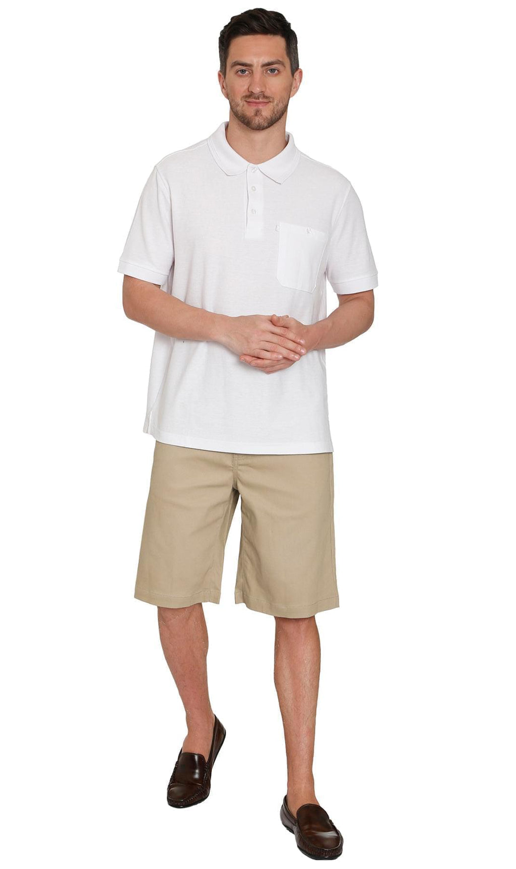 Men's Pull-On Stretch Denim and Twill Shorts — Elastic Waist No Zipper