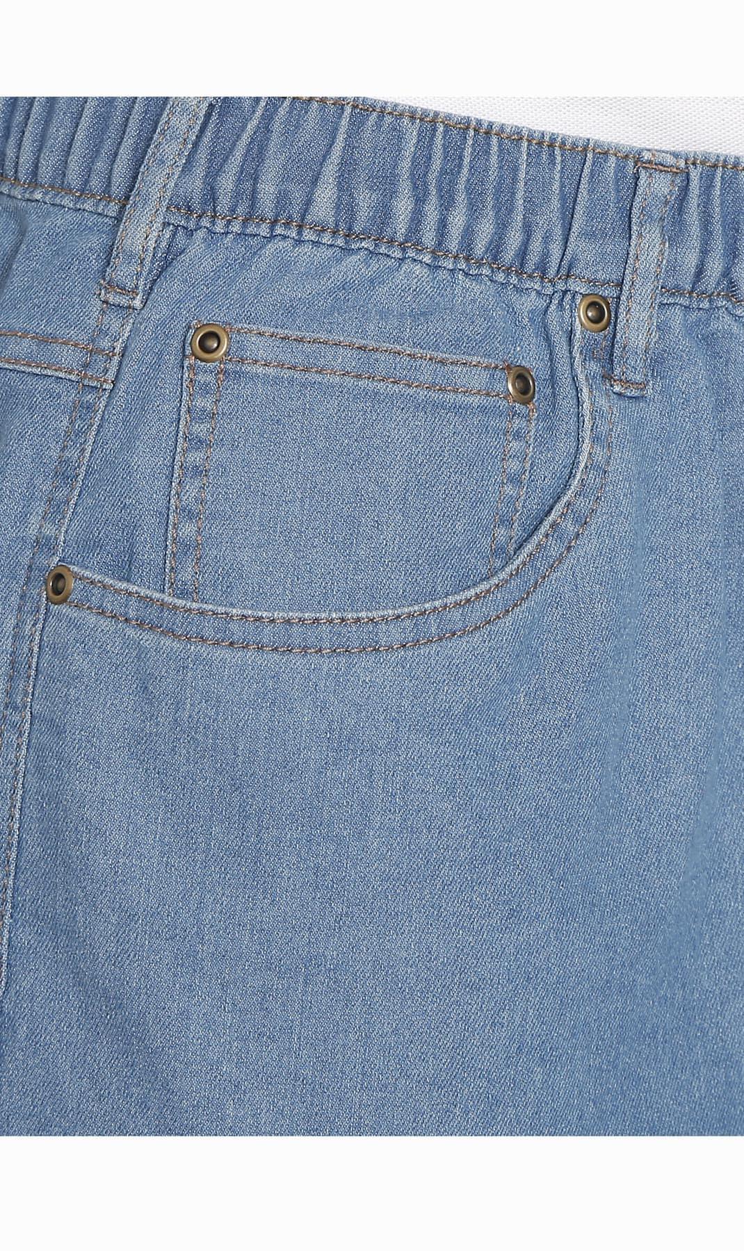 Men's Pull-On Stretch Denim and Twill Shorts — Elastic Waist No Zipper