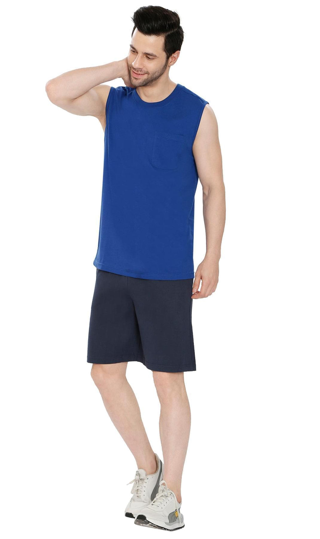 Men's 100% Cotton Knit Shorts — Elastic Waist with Inner Drawstring