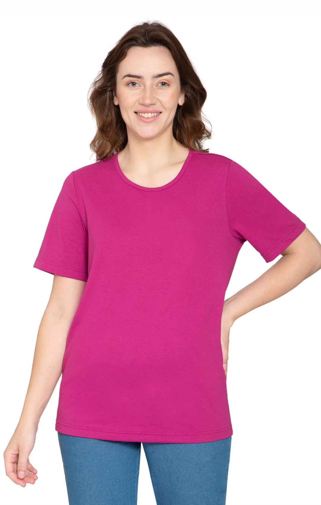 Women's Short Sleeve Crew Neck T-Shirt — Relaxed Fit Cotton Blend