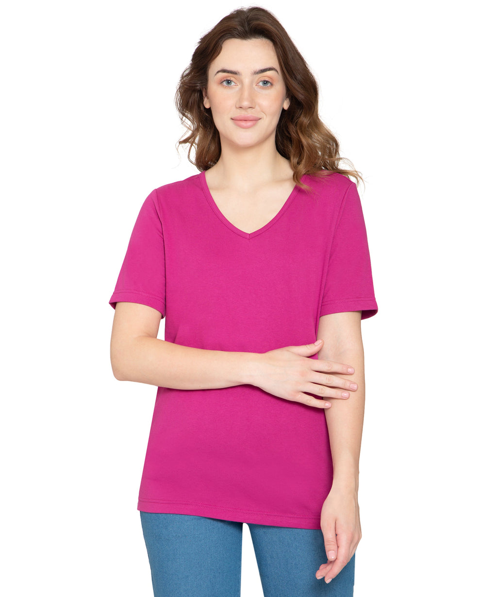 Women's Short Sleeve V-Neck T-Shirt — Wrinkle Resistant Cotton Blend