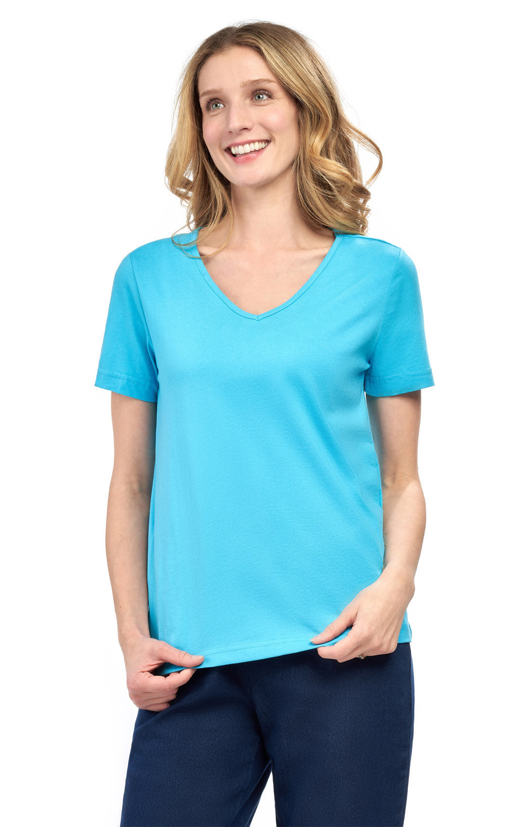 Women's Short Sleeve V-Neck T-Shirt — Wrinkle Resistant Cotton Blend