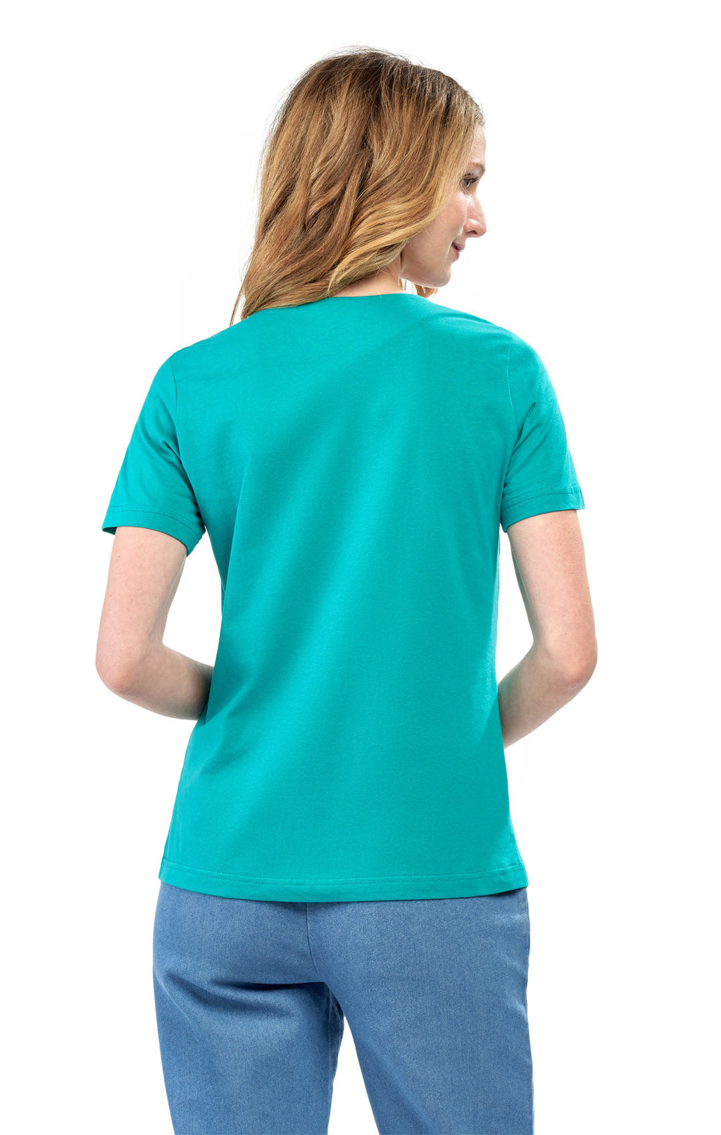 Women's Short Sleeve Pintuck Scoop Neck T-Shirt — 100% Cotton Knit