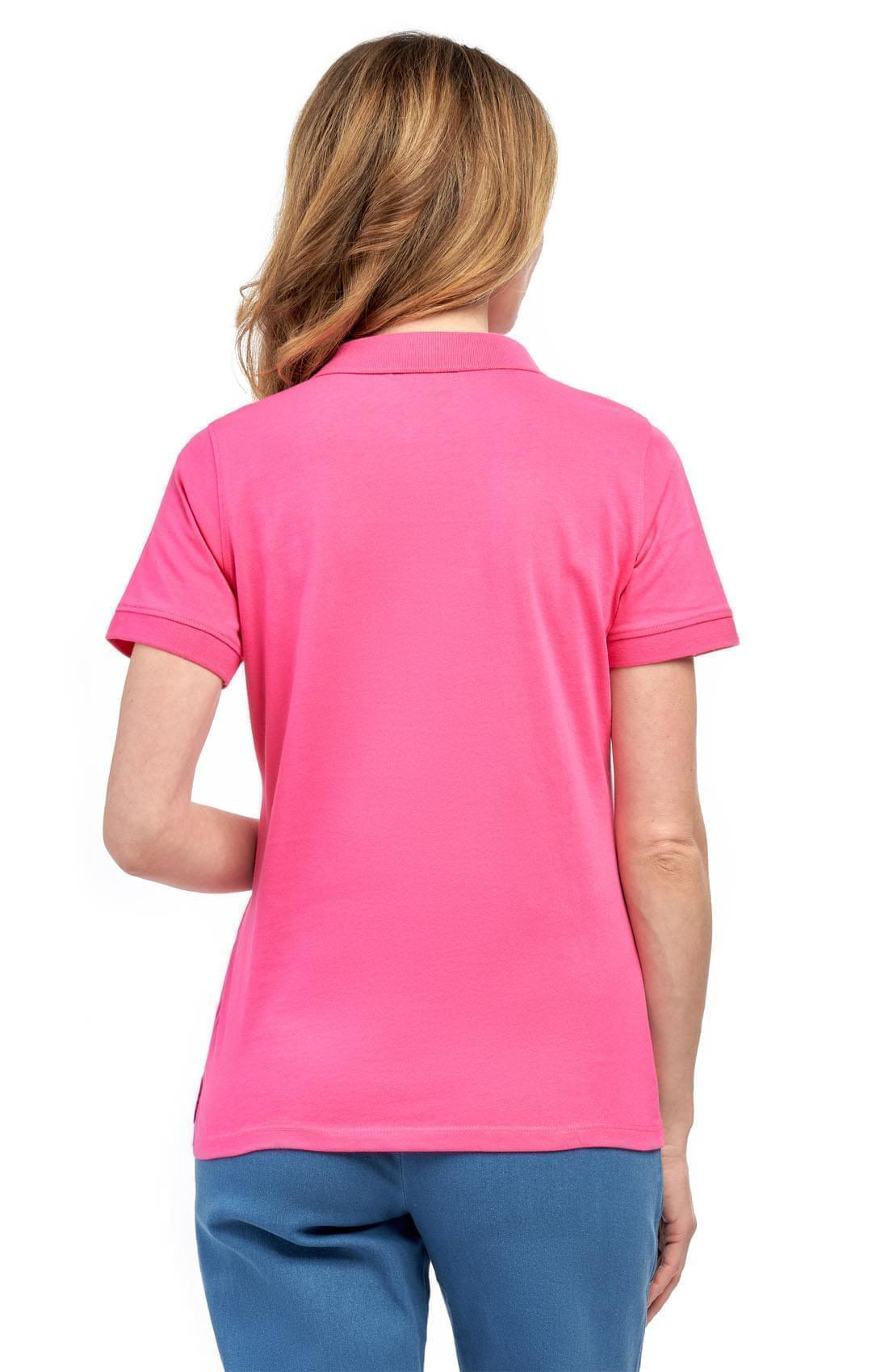 Women's Short Sleeve Pique Knit Polo Shirt — Relaxed Fit Cotton Blend