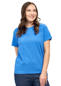 Women's Short Sleeve Textured Knit T-Shirt — Jewel Neckline Cotton Blend