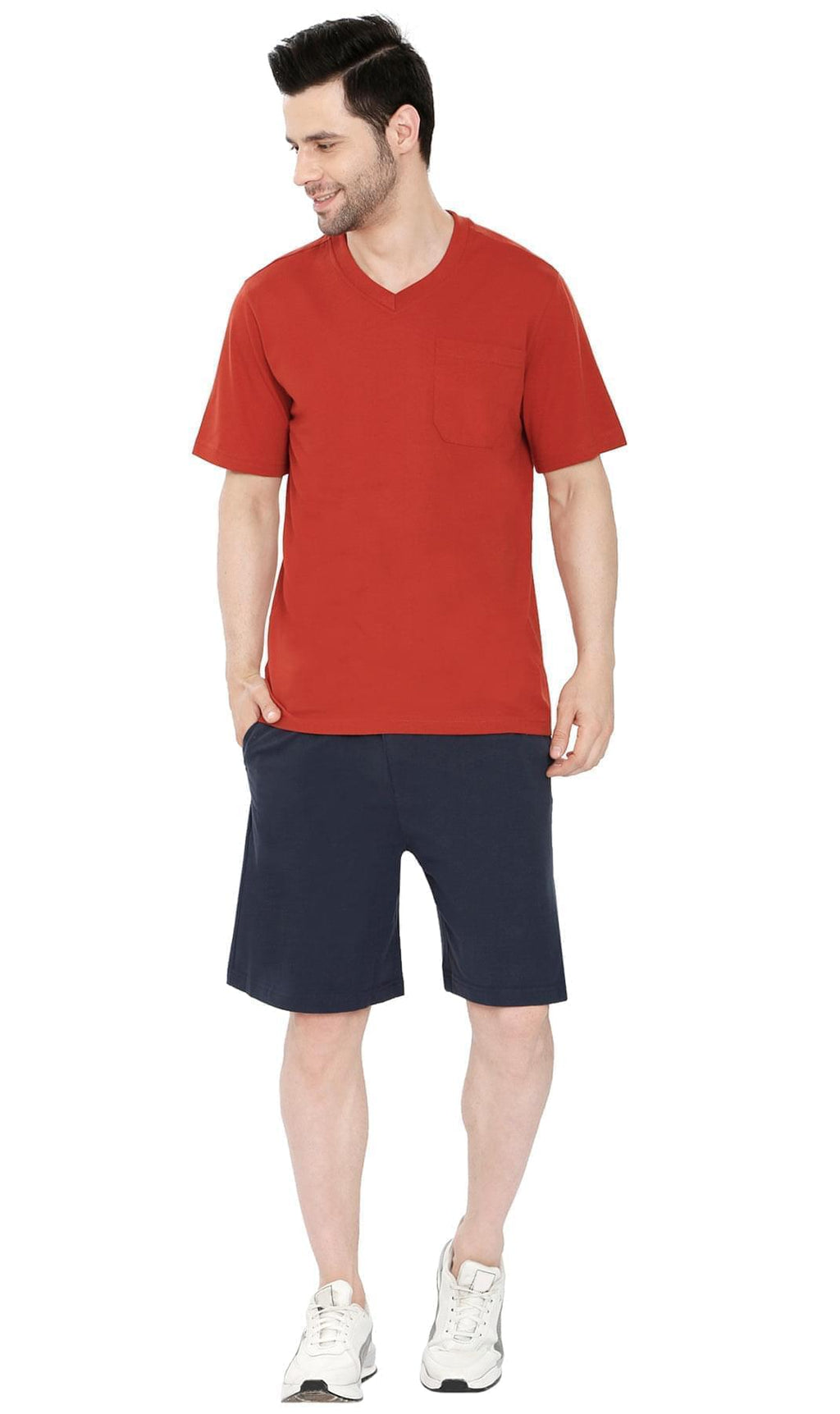 Men's Heavyweight Short Sleeve V-Neck T-Shirt with Chest Pocket