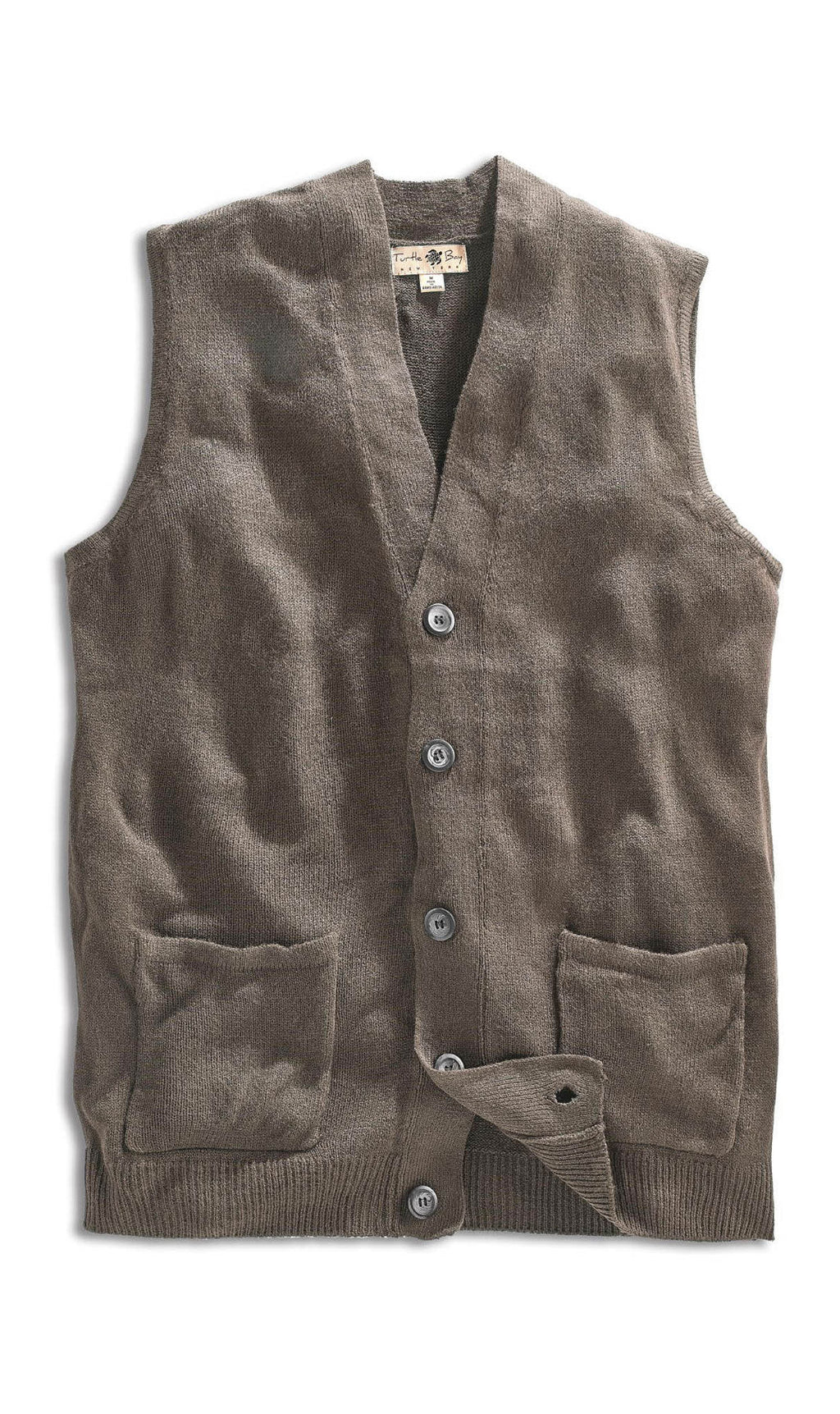 Men's Cashmere-Like Button Front Flat Knit Sweater Vest with Chest Pockets