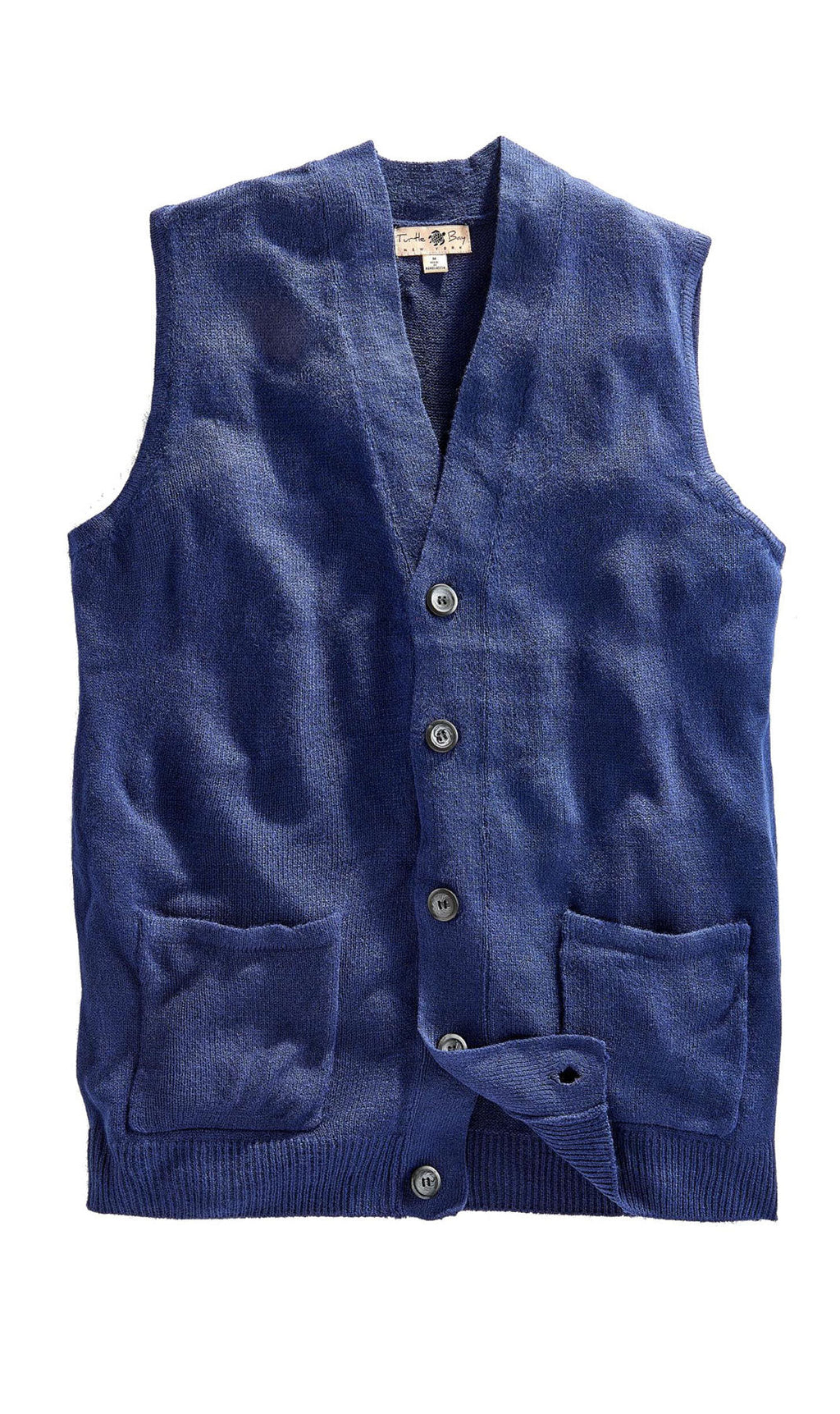 Men's Cashmere-Like Button Front Flat Knit Sweater Vest with Chest Pockets