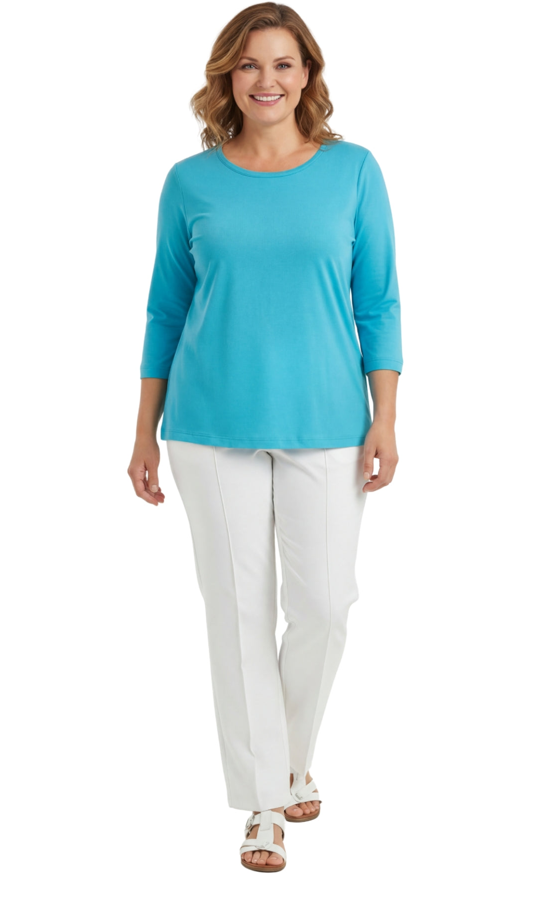Women's 3/4 Sleeve Crew Neck Top — Comfortable Jersey Knit