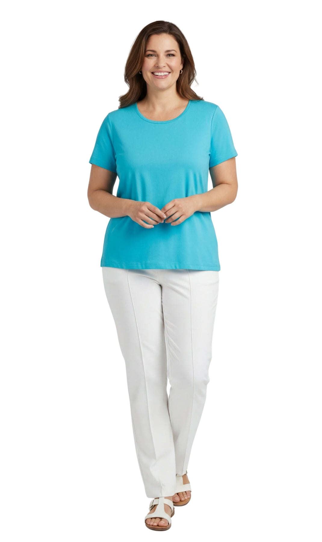 Women's Short Sleeve Crew Neck T-Shirt — Relaxed Fit Cotton Blend
