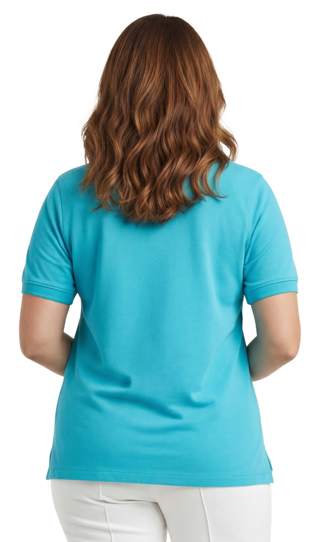 Women's Short Sleeve Pique Knit Polo Shirt — Relaxed Fit Cotton Blend