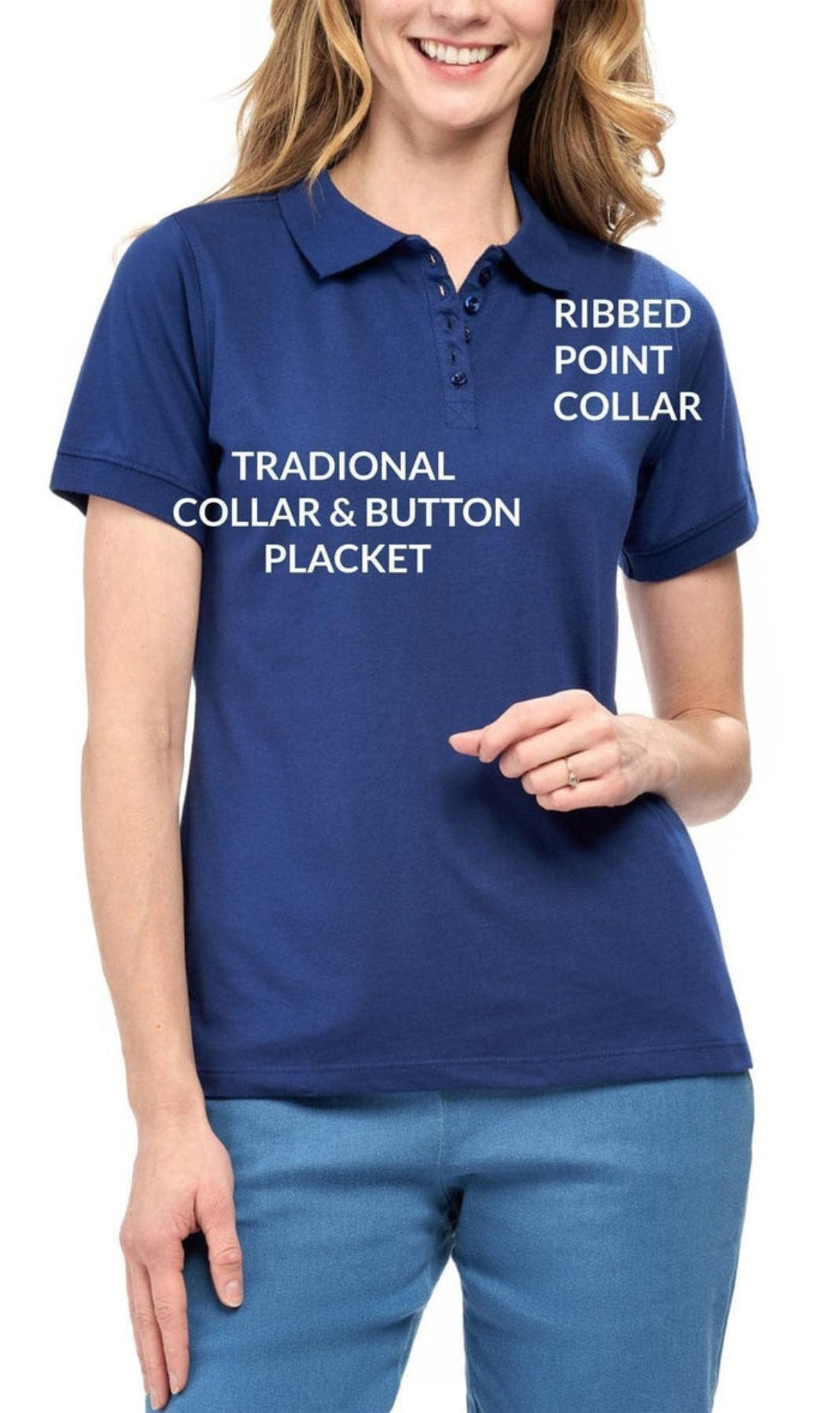 Women's Short Sleeve Pique Knit Polo Shirt — Relaxed Fit Cotton Blend