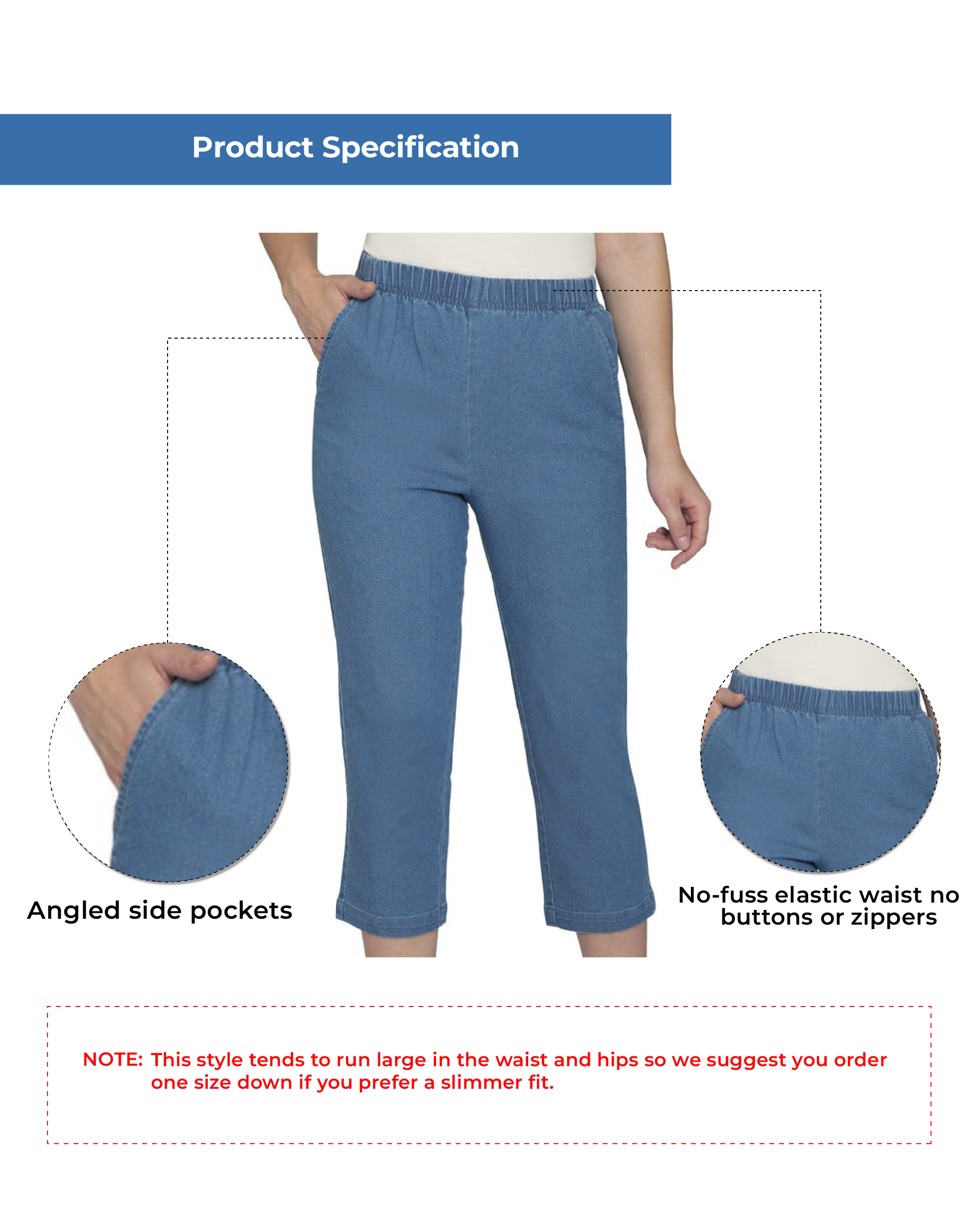 Women's Lightweight Stretch Denim Capri Pants — Comfortable Everyday Fit