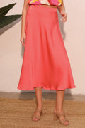 Washed Poly Silk Midi Swing Skirt Made in USA
